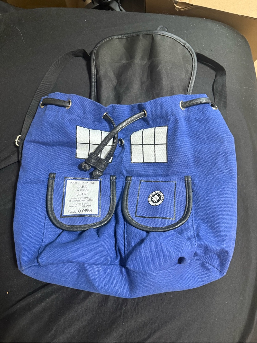 Blue 'Police Box' Canvas Drawstring Backpack - Unbranded - Picture 2 of 6